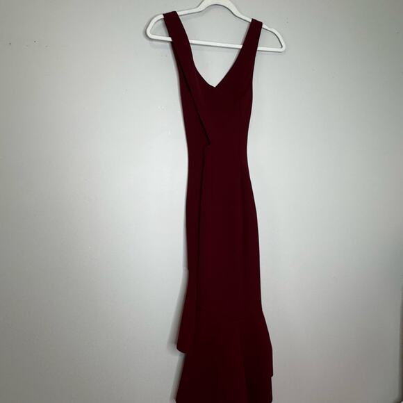 Elliatt Artemis Burgundy Asymmetrical Ruffle Hem Sheath Dress Women Size XS - Picture 5 of 10